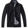 image:imageGioberti Mens Knitted Regular Fit Full Zip Cardigan Sweater with Soft Brushed Flannel LiningBlack
