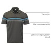 image:imageGioberti Mens Multiple Stripe Polo Shirt with PocketCharcoal  Style 934