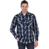 image:imageGioberti Mens Western Plaid Long Sleeve Shirt with Pearl Snapon997w  Royal Blue  Black  Charcoal Contrast