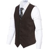 image:imageGioberti Mens 5 Button Formal Wool Blend Tweed Pin Stripe VestBrown