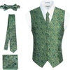 image:imageGioberti Mens Formal 4pc Paisley Vest Necktie Bowtie and Pocket SquareGreen B