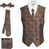 image:imageGioberti Mens Formal 4pc Paisley Vest Necktie Bowtie and Pocket SquareKhaki