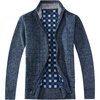 image:imageGioberti Mens Knitted Regular Fit Full Zip Cardigan Sweater with Soft Brushed Flannel LiningMelange Blue