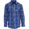 image:imageGioberti Mens Western Plaid Long Sleeve Shirt with Pearl Snapon1037w  Royal Blue  White