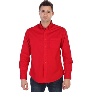 image:imageGioberti Mens 100 Cotton Long Sleeve Casual Twill Oxford ShirtRed
