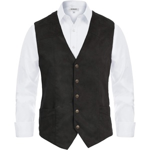 image:imageGioberti Mens 5 Button Faux Suede VestBlack