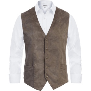 image:imageGioberti Mens 5 Button Faux Suede VestCharcoal
