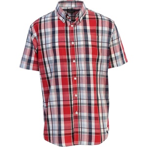 image:imageGioberti Mens Casual Plaid Button Down Short Sleeve Shirt1036  Red  Navy  White