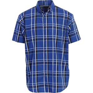 image:imageGioberti Mens Casual Plaid Button Down Short Sleeve Shirt1037  Royal Blue  White Stripe