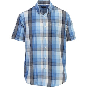 image:imageGioberti Mens Casual Plaid Button Down Short Sleeve Shirt1048  Blue  Striped Band