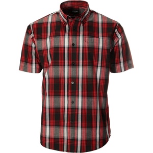 image:imageGioberti Mens Casual Plaid Button Down Short Sleeve Shirt1088  Black  Red