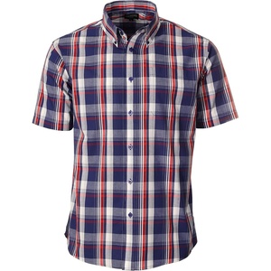image:imageGioberti Mens Casual Plaid Button Down Short Sleeve Shirt1092  Navy  Red  White