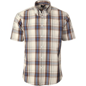 image:imageGioberti Mens Casual Plaid Button Down Short Sleeve Shirt1093  Charcoal  White  Blue