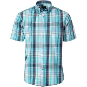 image:imageGioberti Mens Casual Plaid Button Down Short Sleeve Shirt1097  Turquoise  Teal  Navy