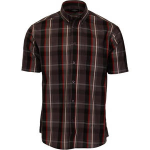 image:imageGioberti Mens Casual Plaid Button Down Short Sleeve Shirt1159  Charcoal  Red  Black