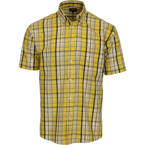 image:imageGioberti Mens Casual Plaid Button Down Short Sleeve Shirt924  Yellow  White