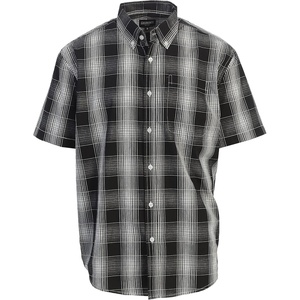 image:imageGioberti Mens Casual Plaid Button Down Short Sleeve Shirt978  Black  White  Gray