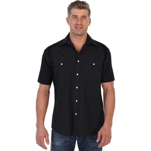 image:imageGioberti Mens Casual Western Solid Short Sleeve Shirt with Pearl SnapsBlack