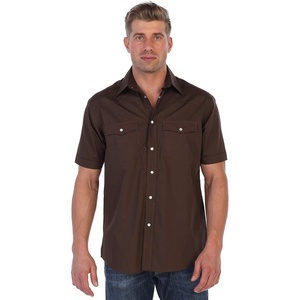 image:imageGioberti Mens Casual Western Solid Short Sleeve Shirt with Pearl SnapsBrown