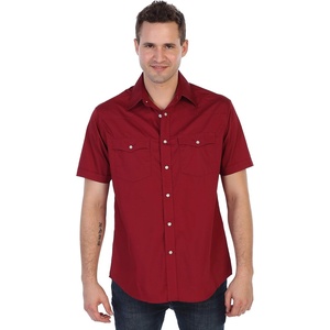 image:imageGioberti Mens Casual Western Solid Short Sleeve Shirt with Pearl SnapsBurgundy