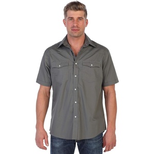 image:imageGioberti Mens Casual Western Solid Short Sleeve Shirt with Pearl SnapsGray