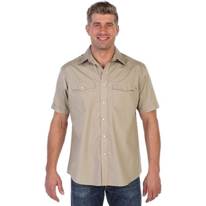 image:imageGioberti Mens Casual Western Solid Short Sleeve Shirt with Pearl SnapsKhaki
