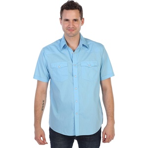 image:imageGioberti Mens Casual Western Solid Short Sleeve Shirt with Pearl SnapsLight Blue