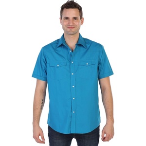 image:imageGioberti Mens Casual Western Solid Short Sleeve Shirt with Pearl SnapsTurquoise