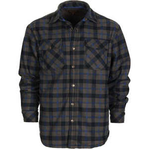 image:imageGioberti Mens Checkered Flannel Jacket With Velvet Underlining93  Navy  Gray  Royal Blue Contrast Line