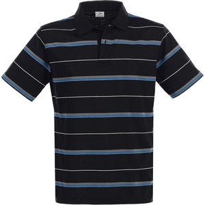 image:imageGioberti Mens Club Stripe Polo Shirt  Short Sleeve Regular Fit Yarn DyeBlack B  Style 937