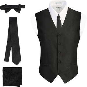 image:imageGioberti Mens Formal 4pc Paisley Vest Necktie Bowtie and Pocket SquareBlack B
