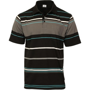 image:imageGioberti Mens Multiple Stripe Polo Shirt with PocketBlack  Style 9306