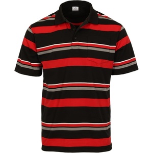 image:imageGioberti Mens Multiple Stripe Polo Shirt with PocketBlack a  Style 933