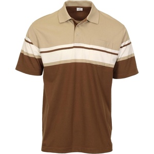 image:imageGioberti Mens Multiple Stripe Polo Shirt with PocketBrown  Style 944