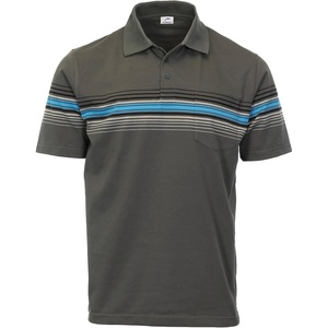 image:imageGioberti Mens Multiple Stripe Polo Shirt with PocketCharcoal  Style 934