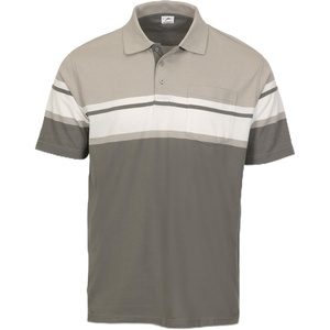 image:imageGioberti Mens Multiple Stripe Polo Shirt with PocketCharcoal  Style 944