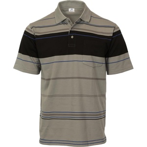 image:imageGioberti Mens Multiple Stripe Polo Shirt with PocketGray  Style 9306