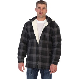 image:imageGioberti Mens Sherpa Lined Flannel Jacket with Removable Hood55  Charcoal Checkered
