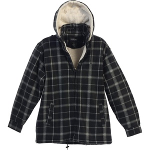 image:imageGioberti Mens Sherpa Lined Flannel Jacket with Removable HoodBlack  White Contrast B