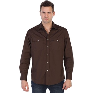 image:imageGioberti Mens Solid Long Sleeve Western Shirt with Pearl Snapon ButtonsBrown