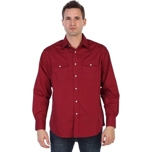image:imageGioberti Mens Solid Long Sleeve Western Shirt with Pearl Snapon ButtonsBurgundy