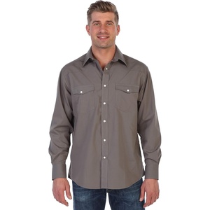 image:imageGioberti Mens Solid Long Sleeve Western Shirt with Pearl Snapon ButtonsGray