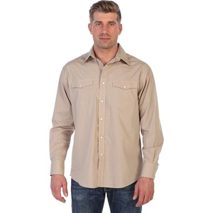 image:imageGioberti Mens Solid Long Sleeve Western Shirt with Pearl Snapon ButtonsKhaki