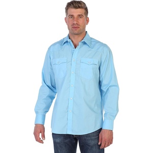 image:imageGioberti Mens Solid Long Sleeve Western Shirt with Pearl Snapon ButtonsLight Blue