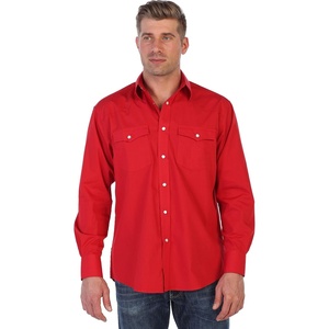 image:imageGioberti Mens Solid Long Sleeve Western Shirt with Pearl Snapon ButtonsRed