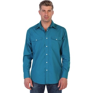 image:imageGioberti Mens Solid Long Sleeve Western Shirt with Pearl Snapon ButtonsTurquoise