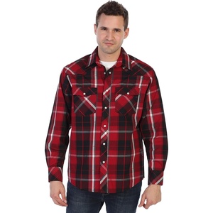 image:imageGioberti Mens Western Plaid Long Sleeve Shirt with Pearl Snapon1017w  Red  Burgundy  Black  Gray Contrast