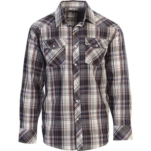 image:imageGioberti Mens Western Plaid Long Sleeve Shirt with Pearl Snapon1034w  Brown  Navy  Burgundy