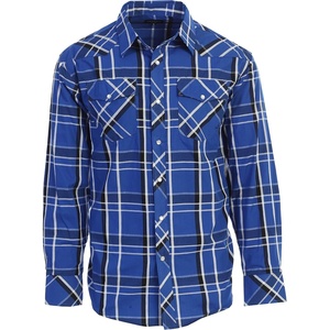 image:imageGioberti Mens Western Plaid Long Sleeve Shirt with Pearl Snapon1037w  Royal Blue  White