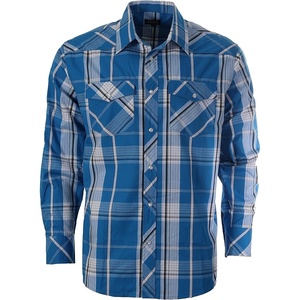 image:imageGioberti Mens Western Plaid Long Sleeve Shirt with Pearl Snapon1045w  Turquoise  White  Black Line